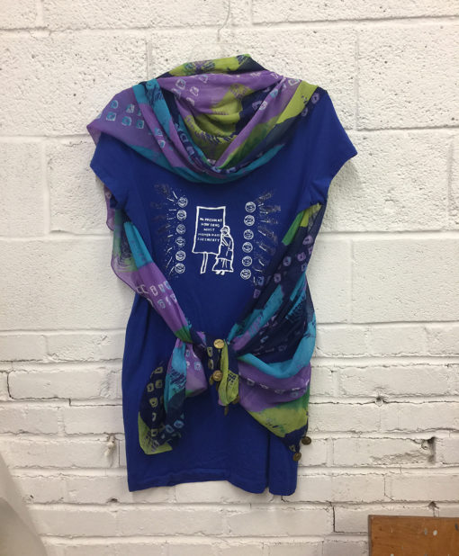 Large Blue T Shirt Dress with Scarf
